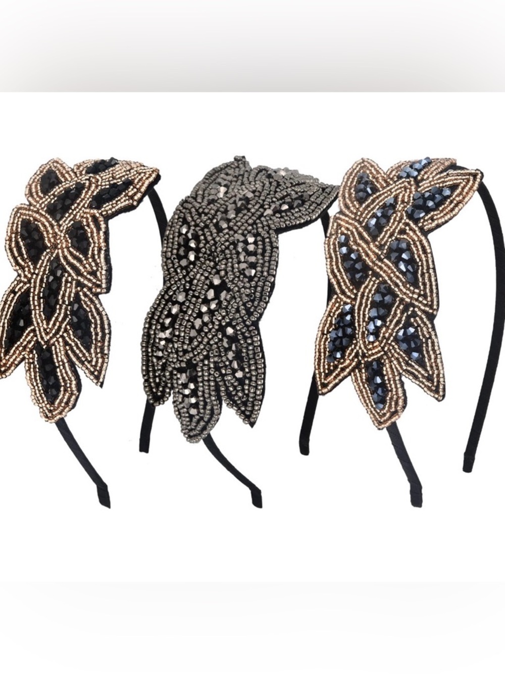 Beaded Leaf Headband- vintage